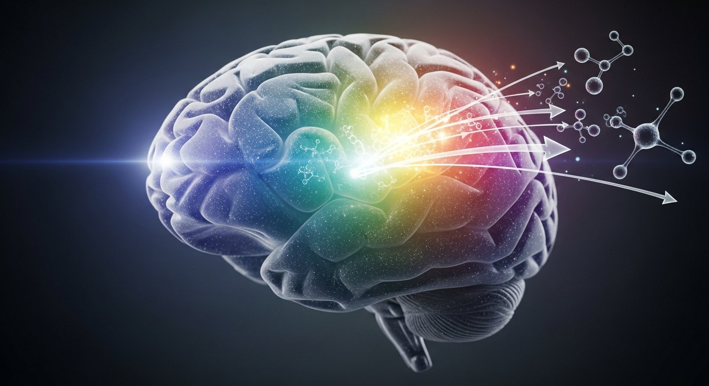Neural network with new connections showing neuroplasticity and neurogenesis from fasting