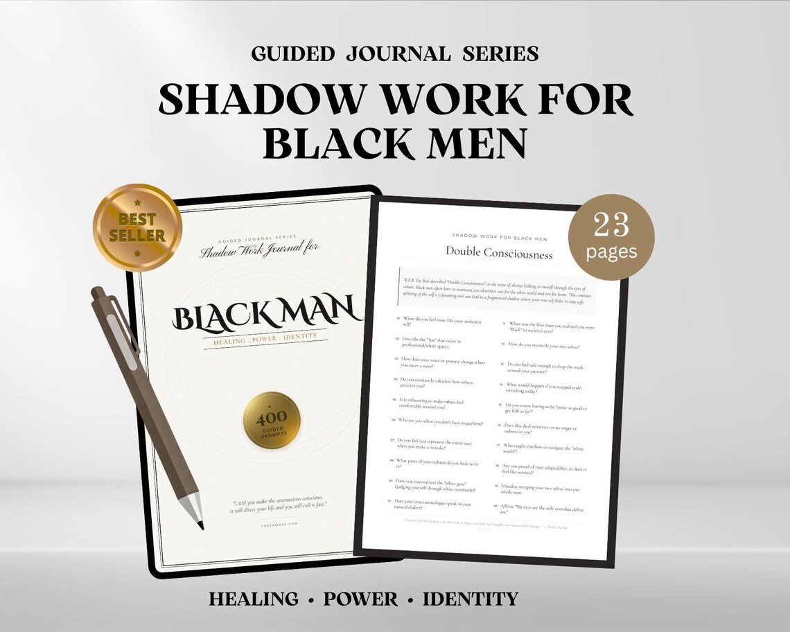 shadow-work-journal-for-black-men Shadow Work Journal for Black Men | Mental Health Therapy Workbook | Trauma Healing Prompts | Mens Self Care Digital Download PDF
